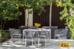 "Малага" обеденный стол из HPL 140х80см, цвет молочный, каркас белый