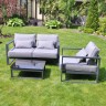 Комплект садовой мебели G401.51Е10 серый/серебристый (Диван двухместный с двумя подлокотниками+кресло+столик)