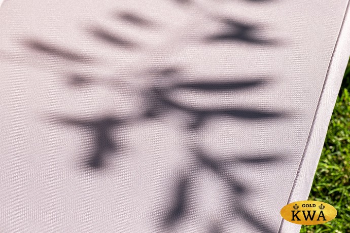 "Канны" диван 3-местный плетеный из роупа, каркас алюминий белый шагрень, роуп светло-серый круглый, ткань серая