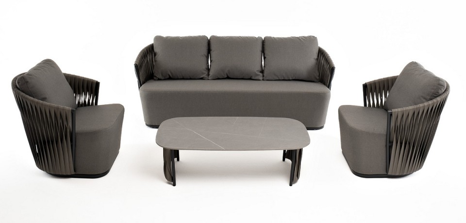 "Флоренция" лаунж-зона из искусственного ротанга, цвет графит (К)