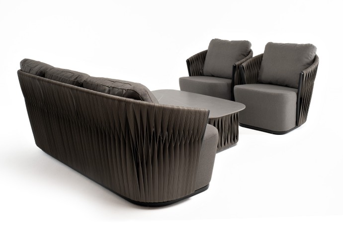 "Флоренция" лаунж-зона из искусственного ротанга, цвет графит (К)