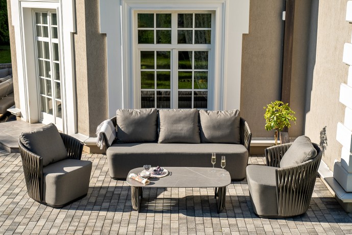 "Флоренция" лаунж-зона из искусственного ротанга, цвет графит (К)