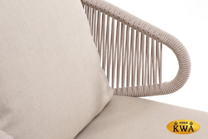 "Милан" лаунж-зона 4-местная плетеная из роупа (веревки), каркас алюминиевый белый, роуп бежевый