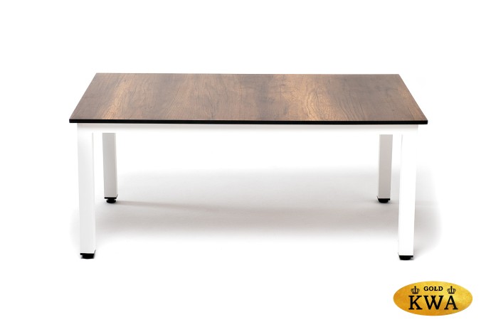 "Канны" журнальный столик из HPL 90х60, H40, каркас белый, цвет столешницы "дуб"