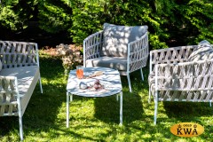 &quot;Форли&quot; лаунж-зона 4-местная плетеная из роупа (веревки), каркас алюминиевый светло-серый, роуп серо-коричневый