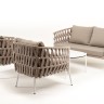 "Форли" лаунж-зона 4-местная плетеная из роупа (веревки), каркас алюминиевый светло-серый, роуп серо-коричневый