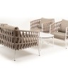 "Форли" лаунж-зона 4-местная плетеная из роупа (веревки), каркас алюминиевый светло-серый, роуп серо-коричневый