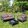 Комплект садовой мебели G401.51Е04 шоколад (Диван двухместный с двумя подлокотниками+кресло+столик)