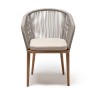 "Марсель" стул плетеный из роупа, основание дуб, роуп серый меланж круглый, ткань бежевая