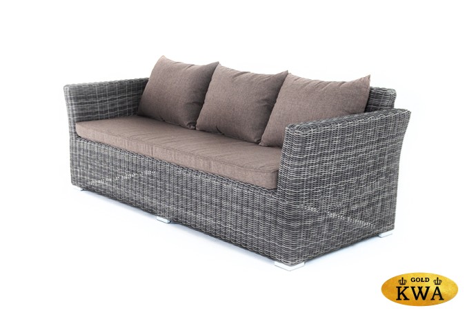 "Капучино" диван из искусственного ротанга трехместный, цвет графит