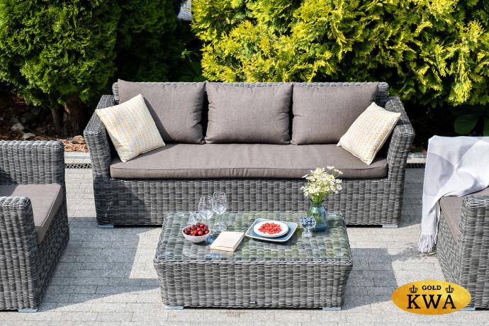 "Капучино" диван из искусственного ротанга трехместный, цвет графит