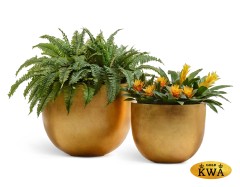 Кашпо TREEZ Effectory Metal Низкая конус-чаша Сусальное золото в-37, д-46 см
