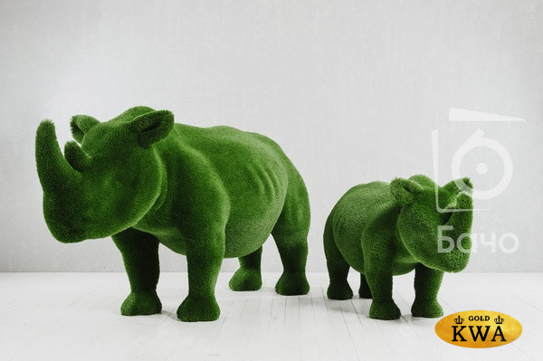 Топиари ландшафтная фигура Комбинация два носорога