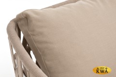 &quot;Диего&quot; диван 2-местный плетеный из роупа, каркас алюминий белый муар, роуп бежевый круглый, ткань бежевая 052