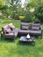 Комплект садовой мебели из алюминия “Место для семьи” Шоколад G401.32Е04 (Диван двухместный+диван с правым подлокотником+столик журнальный)