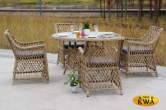 Доппио обеденная группа плетеная, цвет соломенный