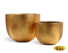 Кашпо TREEZ Effectory Metal Низкая конус-чаша Сусальное золото в-48, д-60 см