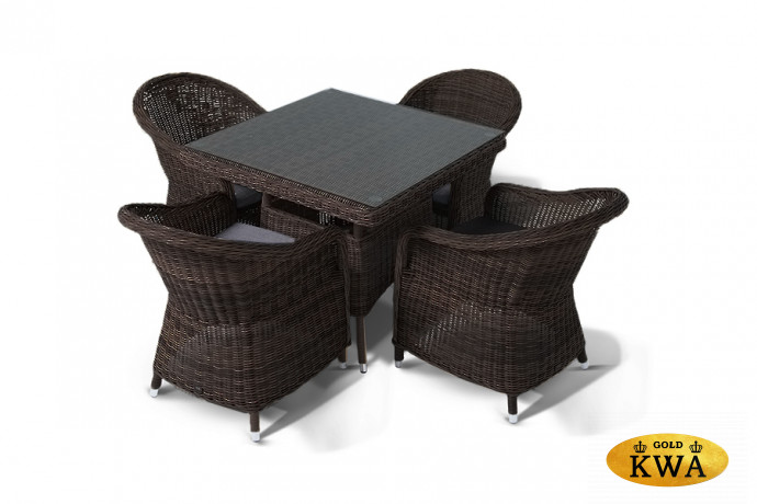 "Фредо" обеденная группа из искусственного ротанга, цвет коричневый