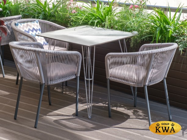 "Руссо" обеденный стол из HPL квадратный 90х90см, цвет светло-серый