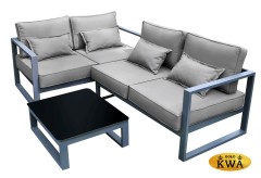 Комплект садовой мебели из алюминия “Место для семьи” G401.32Е10 (Диван двухместный+диван с правым подлокотником+столик журнальный)серый