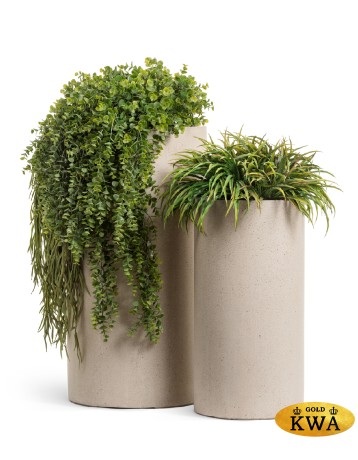 Кашпо TREEZ Effectory Beton Высокий цилиндр Белый песок в-60 см, д-31 см