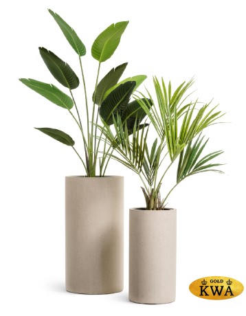 Кашпо TREEZ Effectory Beton Высокий цилиндр Белый песок в-60 см, д-31 см