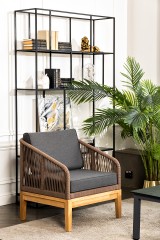 &quot;Канны&quot; лаунж-зона 4-ая из роупа со столиком &quot;Канны&quot; (серый гранит), основание дуб, роуп коричневый