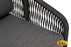 &quot;Канны&quot; кресло плетеное из роупа, каркас алюминий темно-серый (RAL7024) шагрень, роуп темно-серый круглый, ткань темно-серая 019