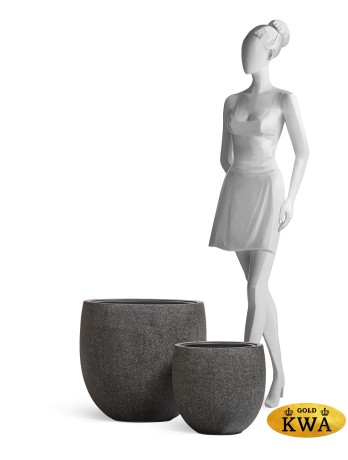 Кашпо TREEZ Effectory Stone Чаша classic Тёмно-серый камень в-36, д-40 см