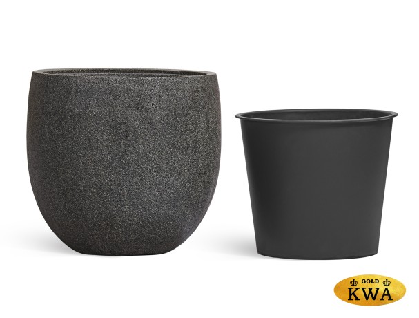 Кашпо TREEZ Effectory Stone Чаша classic Тёмно-серый камень в-36, д-40 см