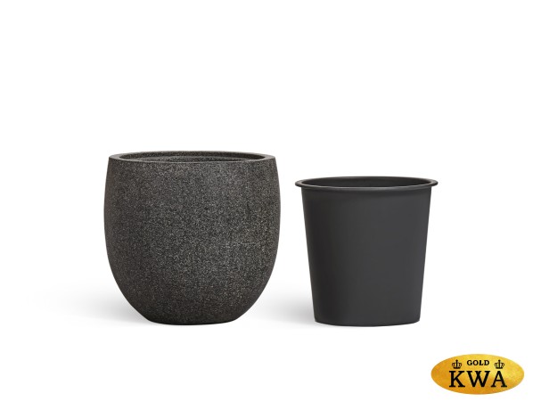 Кашпо TREEZ Effectory Stone Чаша classic Тёмно-серый камень в-36, д-40 см