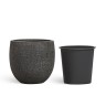 Кашпо TREEZ Effectory Stone Чаша classic Тёмно-серый камень в-36, д-40 см