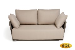 "Форли" диван 2-местный плетеный из роупа, каркас алюминий светло-серый (RAL7035) муар, роуп серо-коричневый 23мм, ткань Mossle бежевая