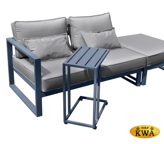 Комплект садовой мебели из алюминия “Место для отдыха” G401.25Е10 (Диван двухместный с правым подлокотником+пуф+столик приставной) серый/серебристый