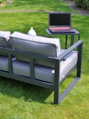 Комплект садовой мебели из алюминия “Место для отдыха” G401.25Е10 (Диван двухместный с правым подлокотником+пуф+столик приставной) серый/серебристый