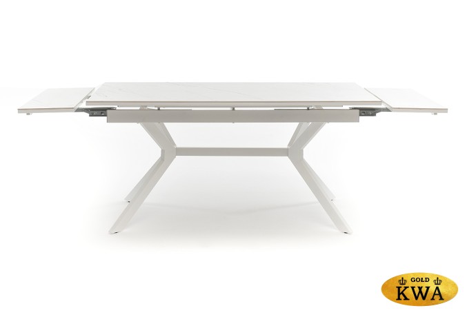 "Меркурий" стол интерьерный раздвижной обеденный из керамики, цвет белый глянцевый