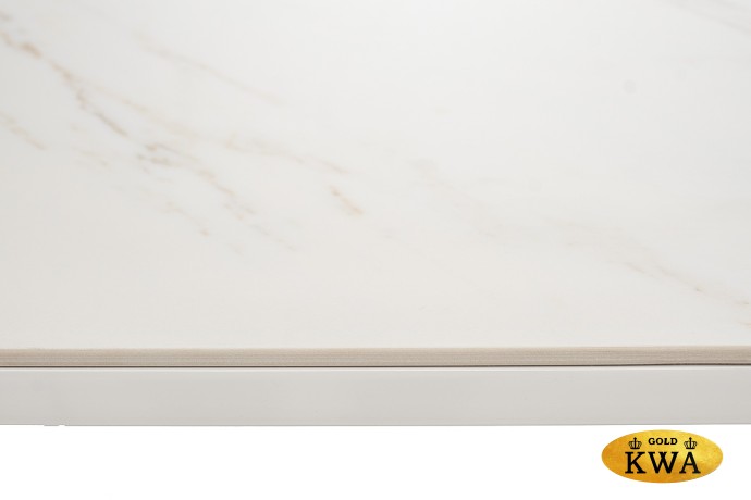 "Меркурий" стол интерьерный раздвижной обеденный из керамики, цвет белый глянцевый