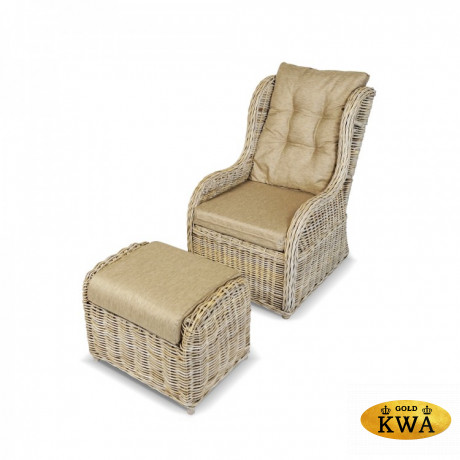 Кресло + пуф из натурального ротанга КМ-2000