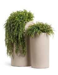 Кашпо TREEZ Effectory Beton Высокий цилиндр Белый песок в-80 см, д-41 см