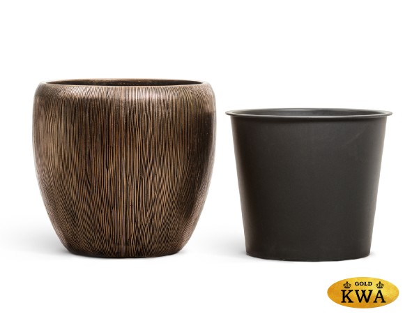 Кашпо TREEZ Effectory Wow Конус-Чаша Тёмное матовое золото в-37 см, д-39 см