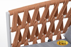 "Диего" кресло плетеное из роупа, каркас алюминий светло-серый (RAL7035) муар, роуп оранжевый меланж круглый, ткань светло-серая