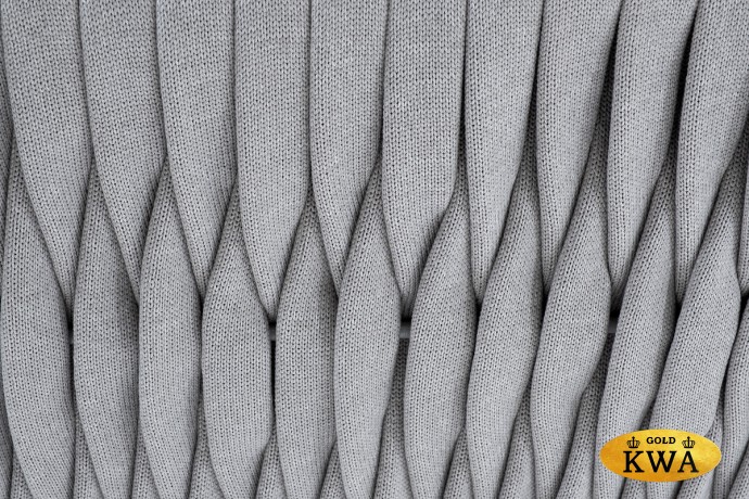 "Каталония" диван модульный плетеный из роупа, основание дуб, роуп темно-серый круглый, ткань темно-серая 027