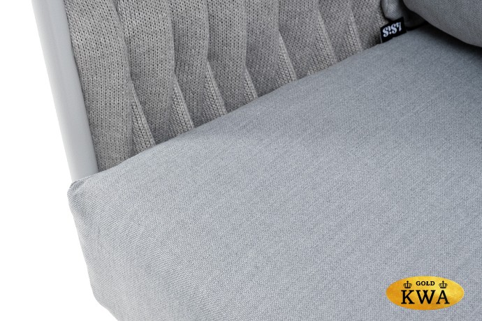 "Каталония" диван модульный плетеный из роупа, основание дуб, роуп темно-серый круглый, ткань темно-серая 027