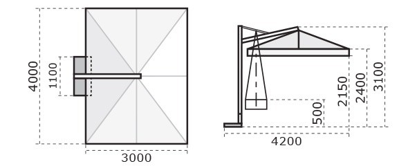 Зонт профессиональный 3х4 м