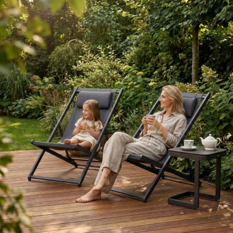 Стул-шезлонг САНТОНИ складной, серый