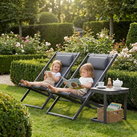 Стул-шезлонг САНТОНИ складной, серый