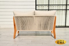 &quot;Сидней&quot; диван 2-местный плетеный из роупа, основание тик, каркас алюминий бежевый, роуп бежевый, ткань бежевая