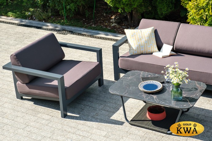 «Гранада» лаунж-зона из алюминия со столиком из HPL