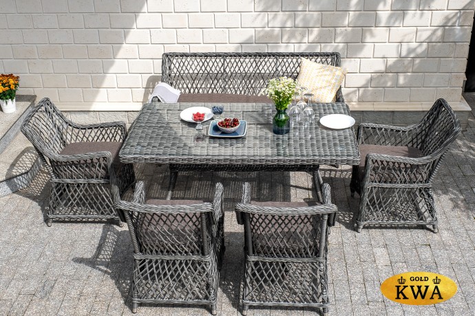 "Латте" плетеный стол из искусственного ротанга 160х90см, цвет графит