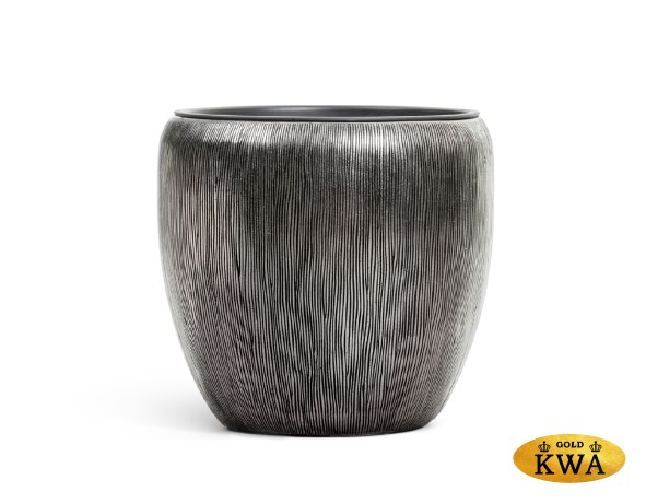 Кашпо TREEZ Effectory Wow Конус-Чаша Стальное серебро с рельефом в-28 см, д-30 см